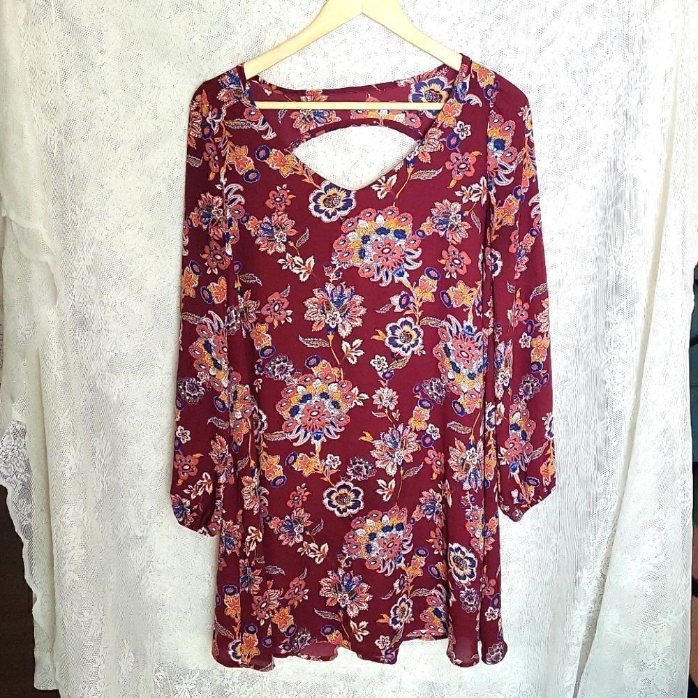 Mittoshop Paisely Print Shirt Dress Size Small, Maroon Red‎